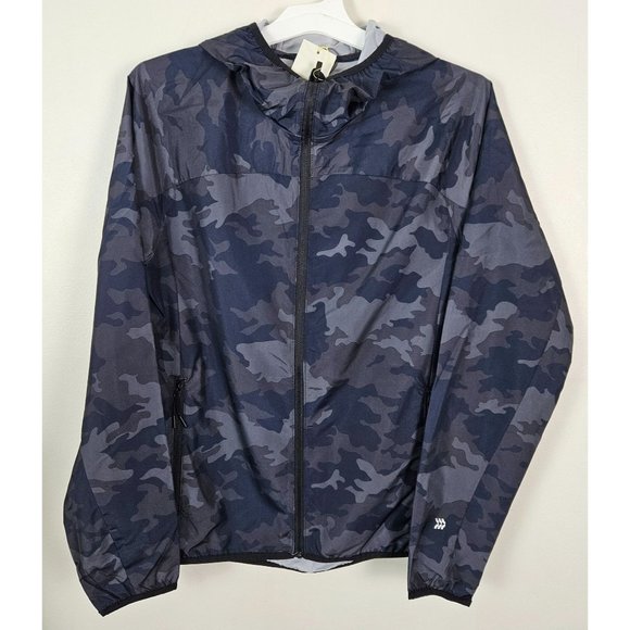 COPY - All In Motion Men Jacket Size Small Hooded Camo Blue Lightweight Water R… - Picture 1 of 11